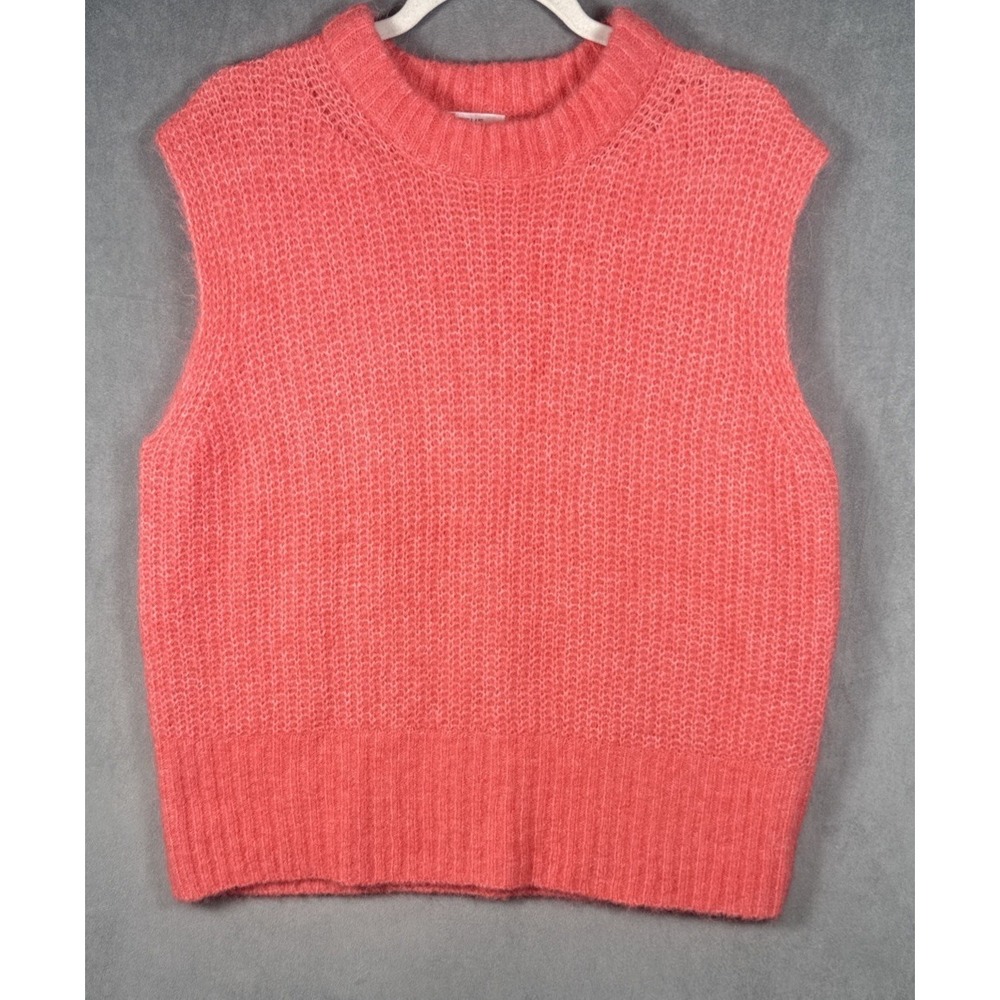 OPUS Alpaca Wool Blend Sweater‎ Vest Coral Pink Fuzzy Knit Sleeveless Women's 40